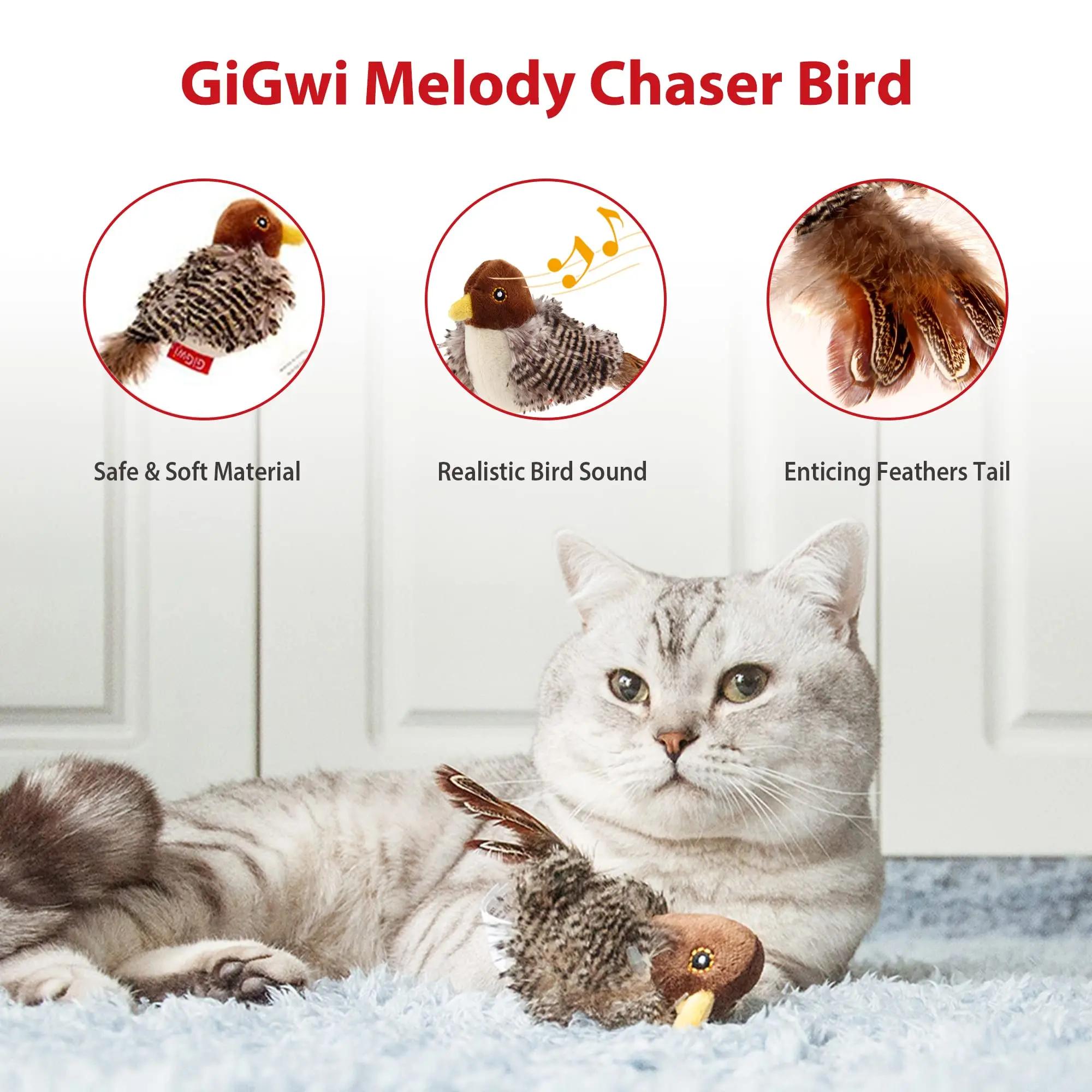 Gigwi Brinquedo Pássaro para Gatos com Som Interativo - Imagem 3
