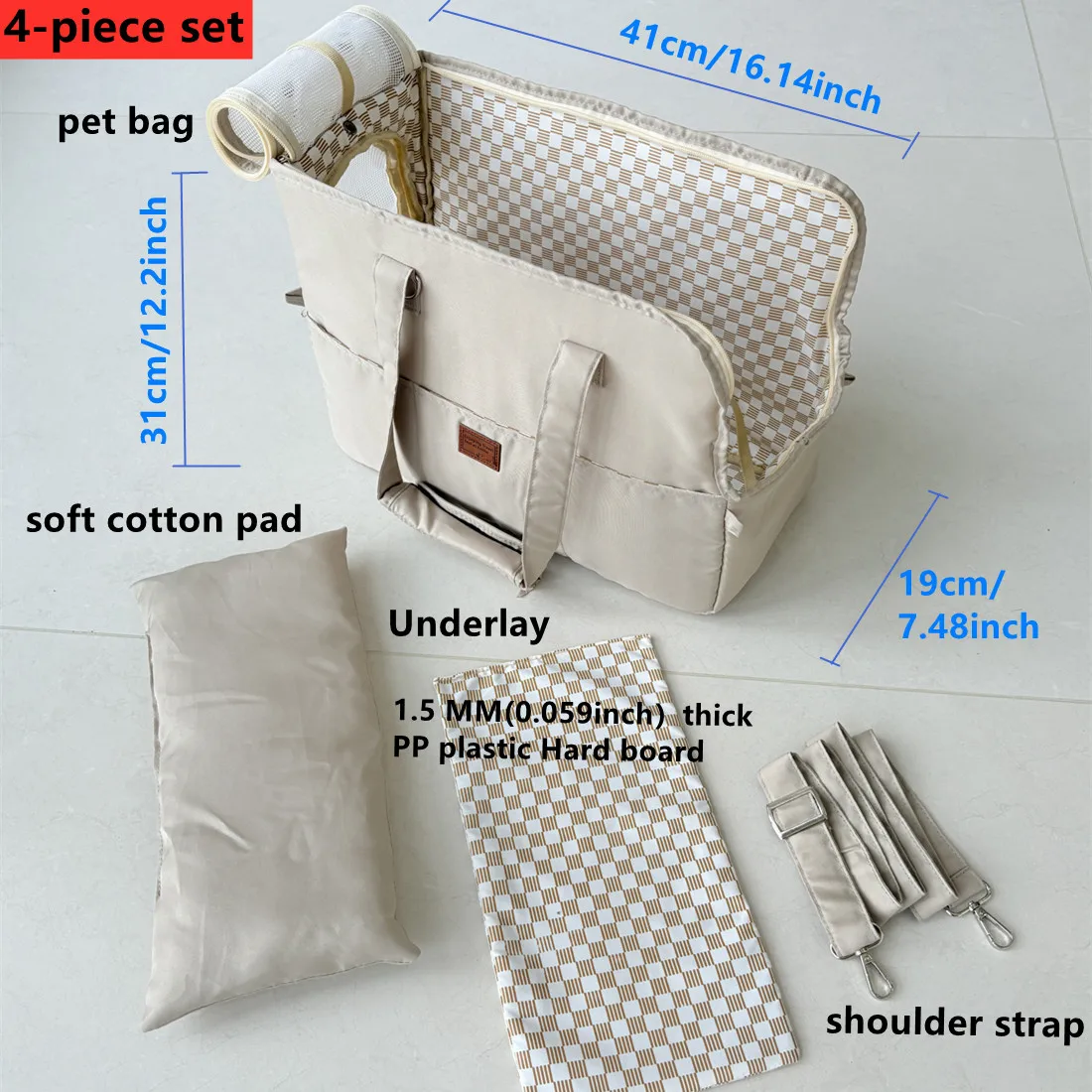 Bolsa de Ombro para Cães e Gatos de Lona com Base Rígida - Image 5