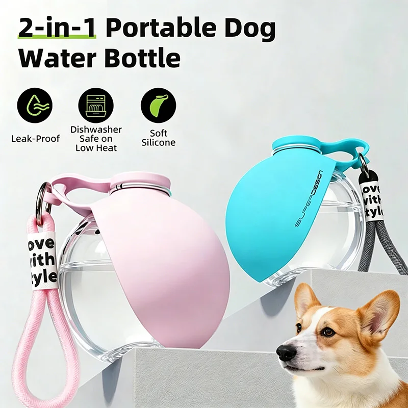 Garrafa de Água Portátil para Cães 285ml com Tigela de Silicone - Imagem 2