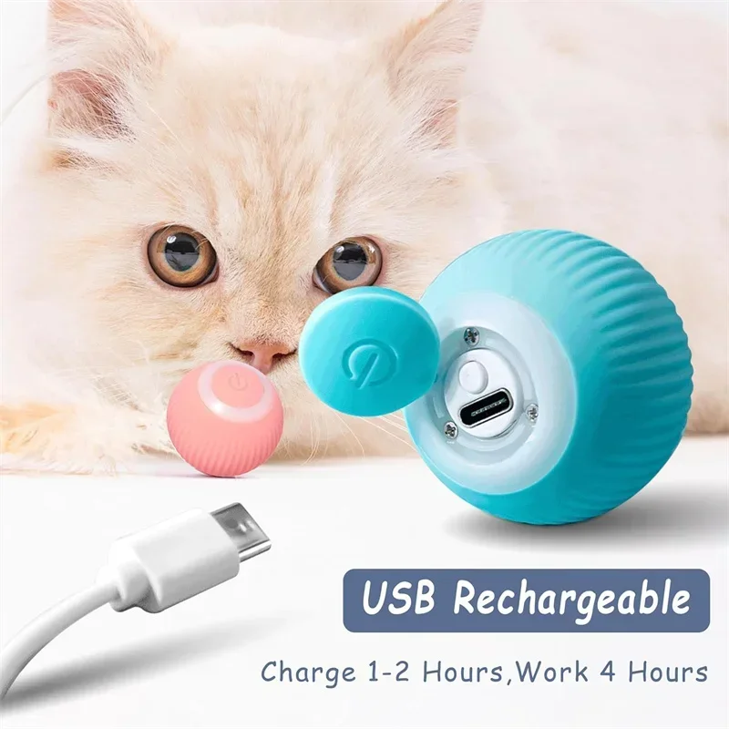 Bola Interativa para Gatos Recarregável USB Rotação 360 Graus - Image 4