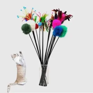 varinha para gatos com pena e sino