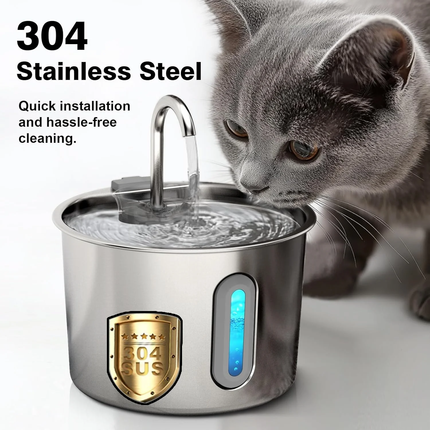 Fonte de Água para Cães e Gatos de Inox 2,2 L com Filtro de 3 Estágios - Imagem 5