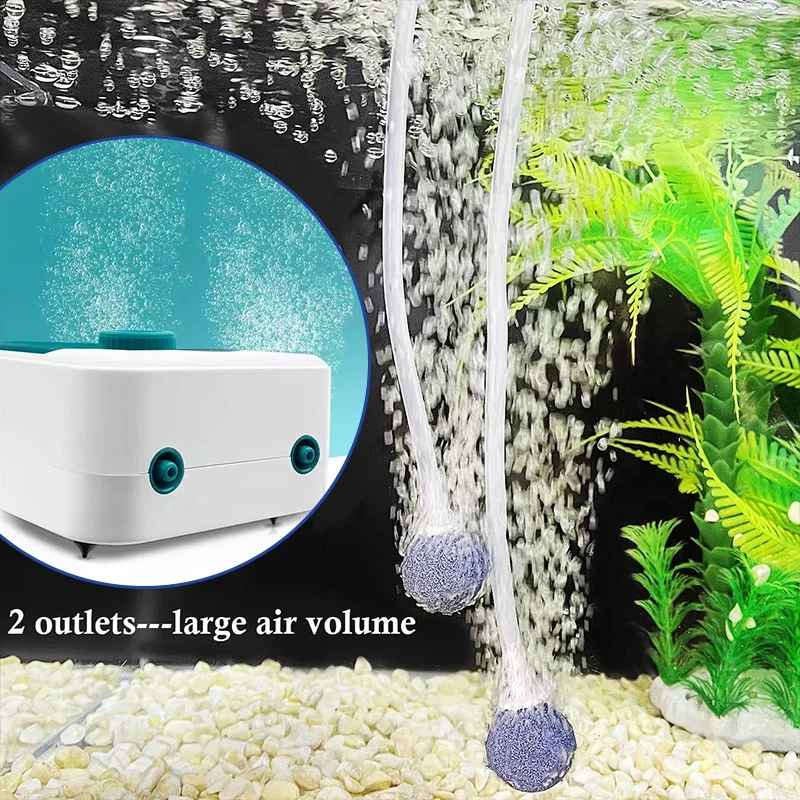 Bomba de Ar para Aquário Recarregável USB com Fluxo de Ar Ajustável - Imagem 2