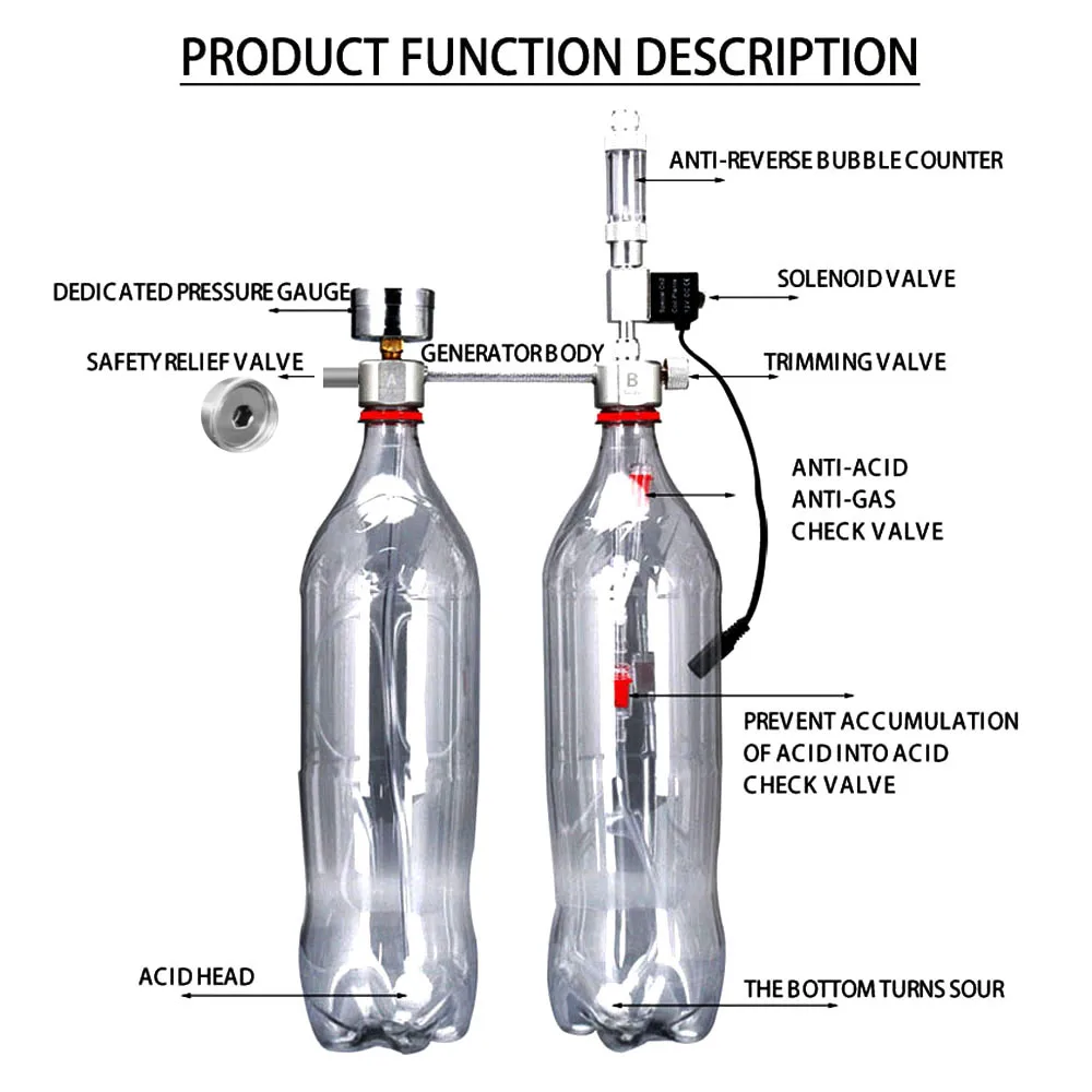 Gerador de CO2 para Aquário DIY com Válvula Solenoide e Contador de Bolhas - Imagem 2