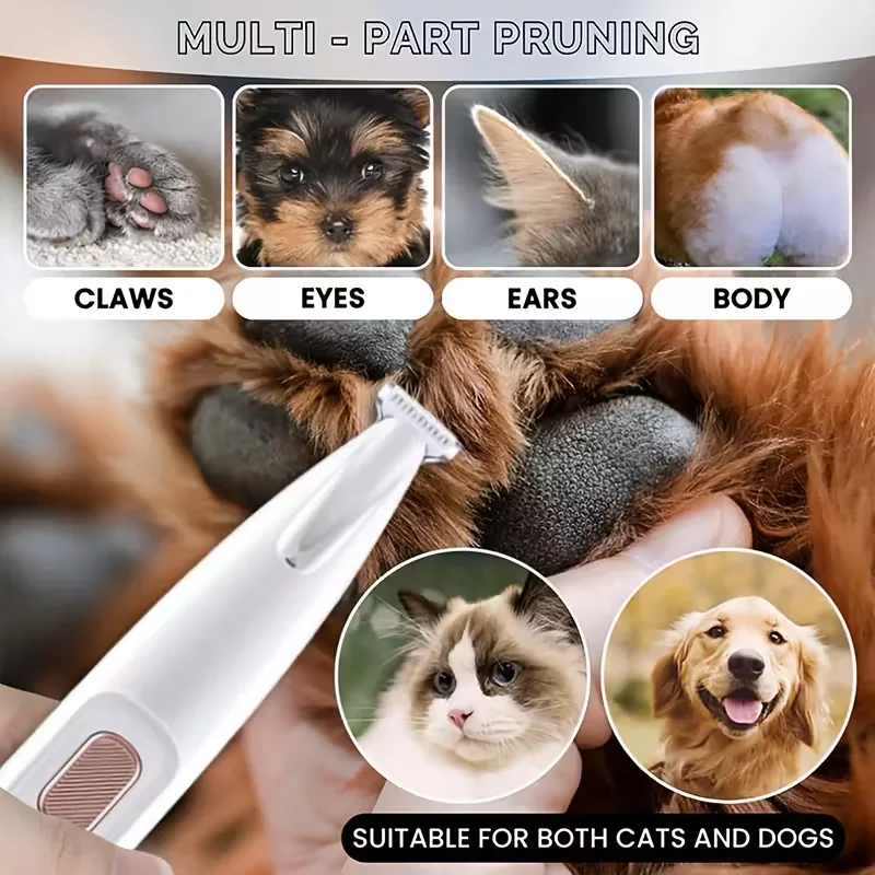 Aparador de Pelos para Cães e Gatos Recarregável USB para Rosto e Orelhas - Imagem 2