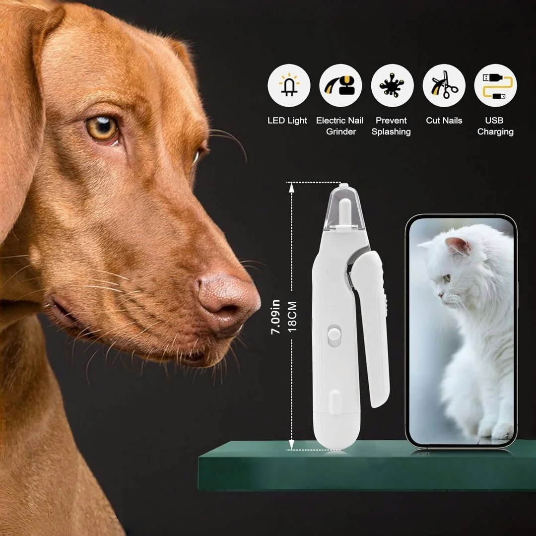 Cortador e Moedor de Unhas para Cães e Gatos com 2 LEDs e Motor Silencioso - Imagem 2