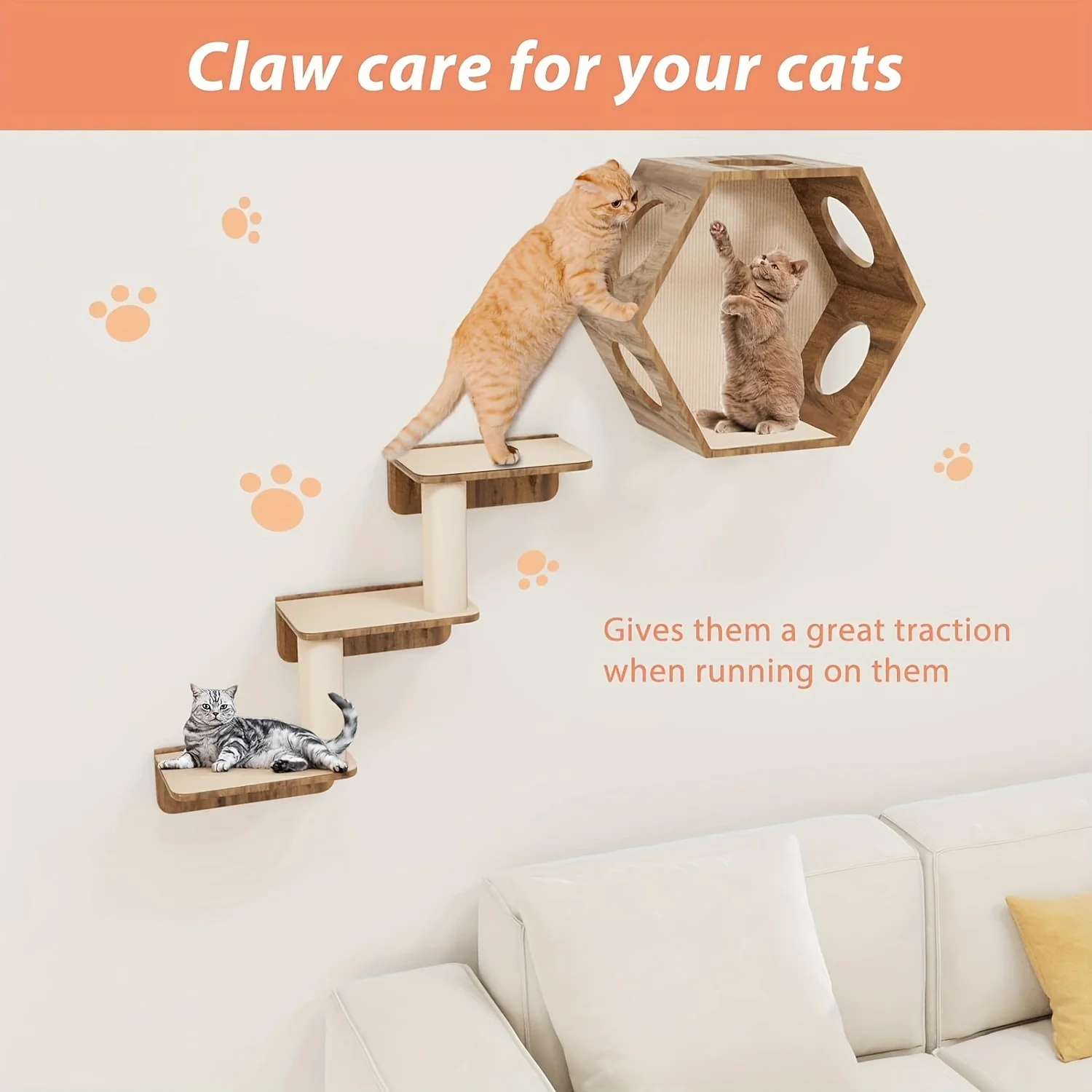 Tapete Arranhador para Gatos Autoadesivo 30x100 cm Protege Móveis - Imagem 4