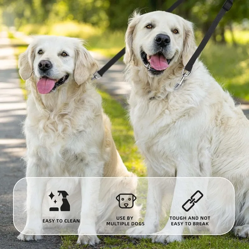 Coleira Dupla para Cães em Nylon Ajustável para Passeio com 2 Cães - Imagem 6