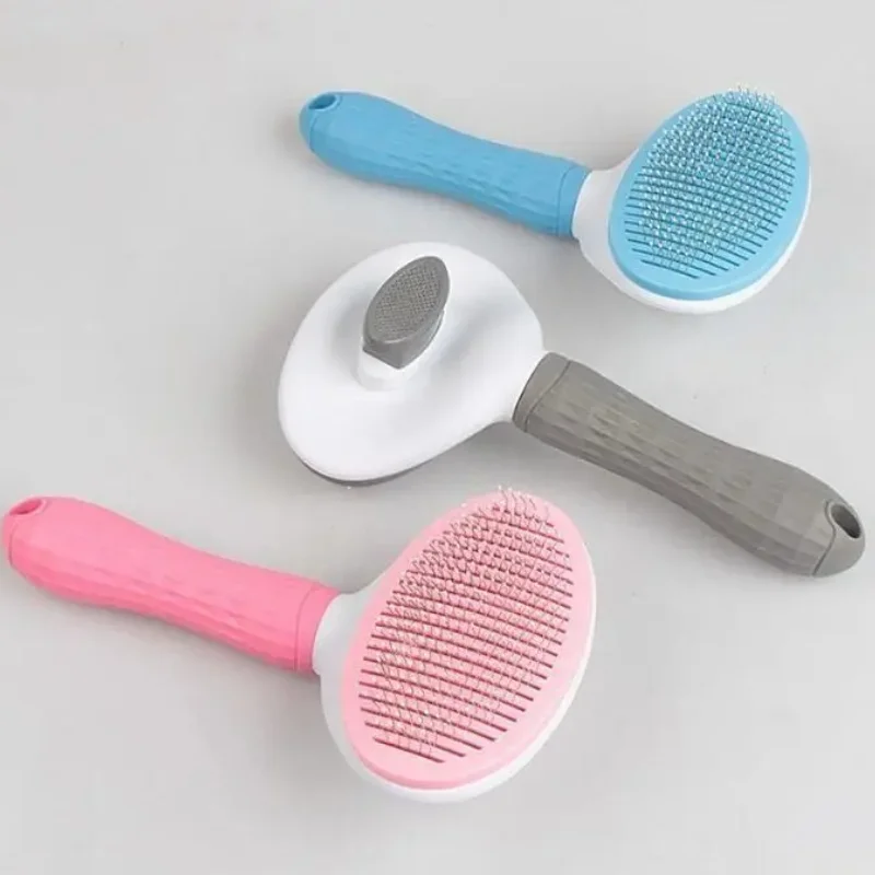 Escova para Cães e Gatos de Pelo Longo de Aço Inoxidável Autolimpante - Imagem 3