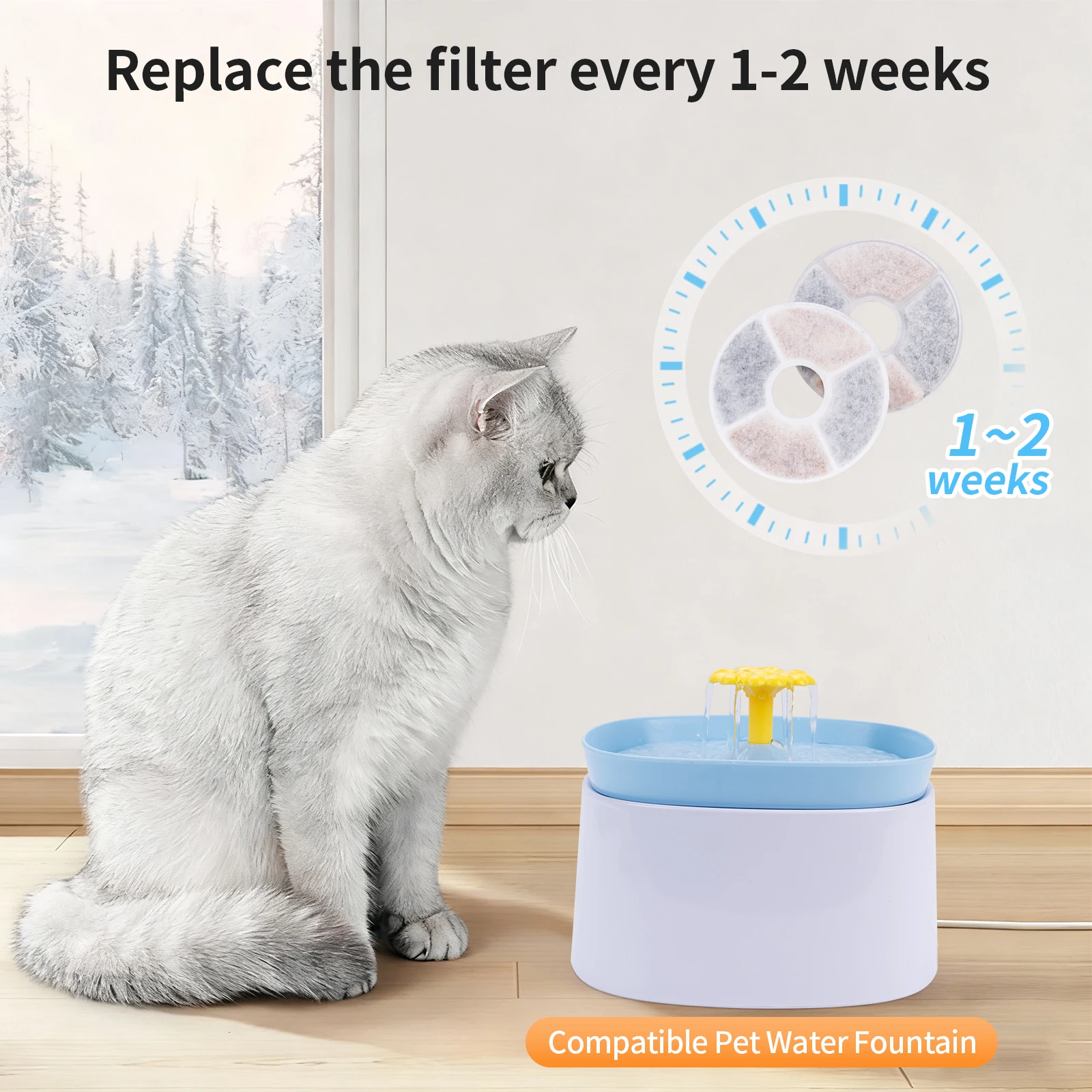 Filtro de Carvão Ativado para Fontes de Água de Gatos com 3 Estágios - Image 3