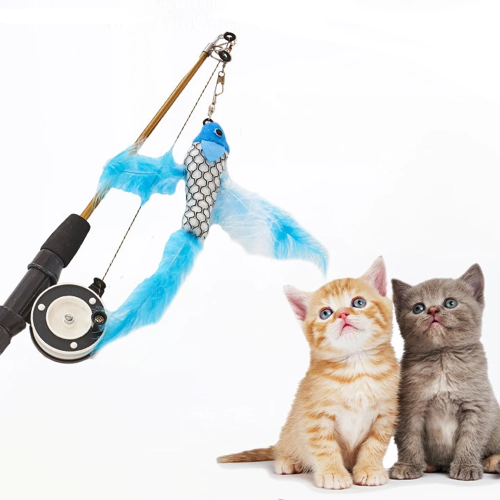 Brinquedo Retrátil para Gatos de Plástico com Penas - Imagem 2