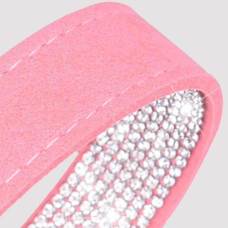 Coleira para Cães e Gatos de Couro com Strass Brilhante - Imagem 2