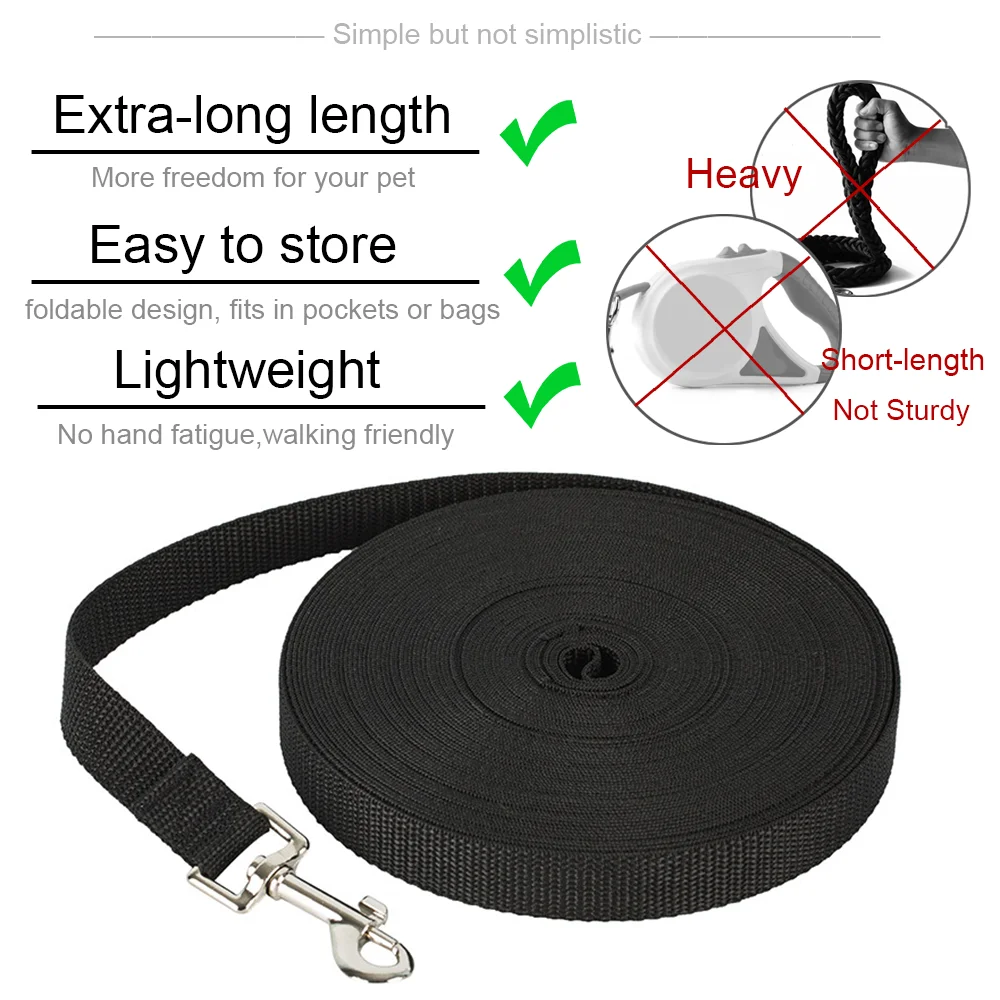 Trela Longa Nylon para Cães e Gatos 1,5 m a 50 m Resistente para Treino - Imagem 3