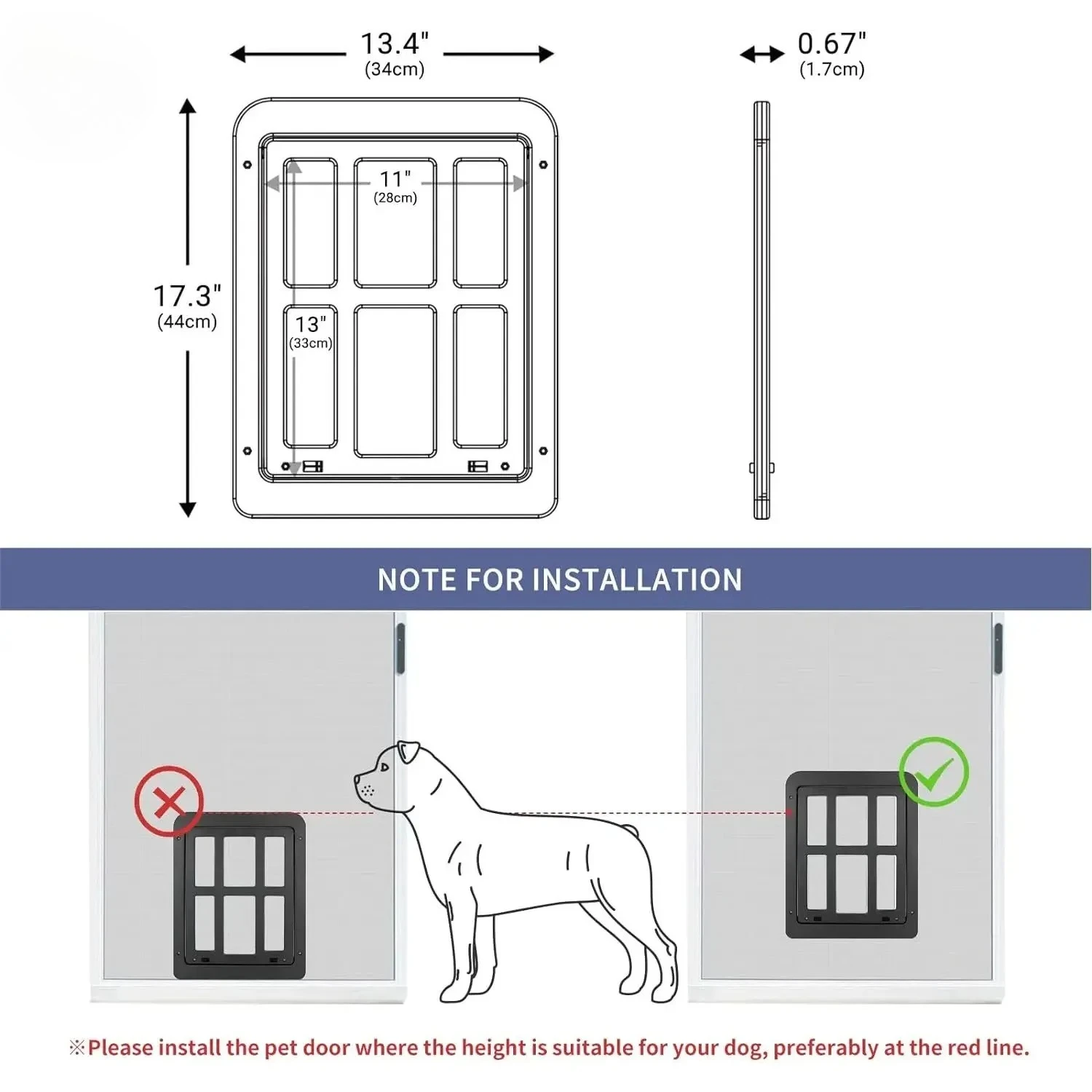 Porta para Cães e Gatos para Tela de Correr com Fechamento Magnético - Imagem 2