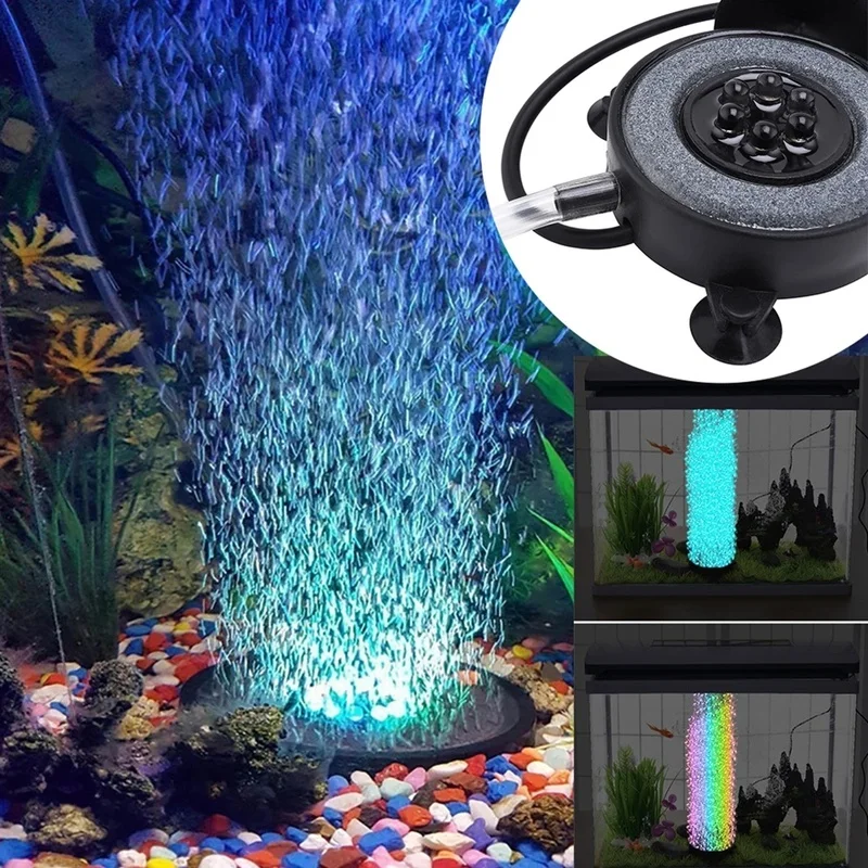 Luz LED para Aquário Redonda RGB com Pedra Bolha de Ar - Imagem 4
