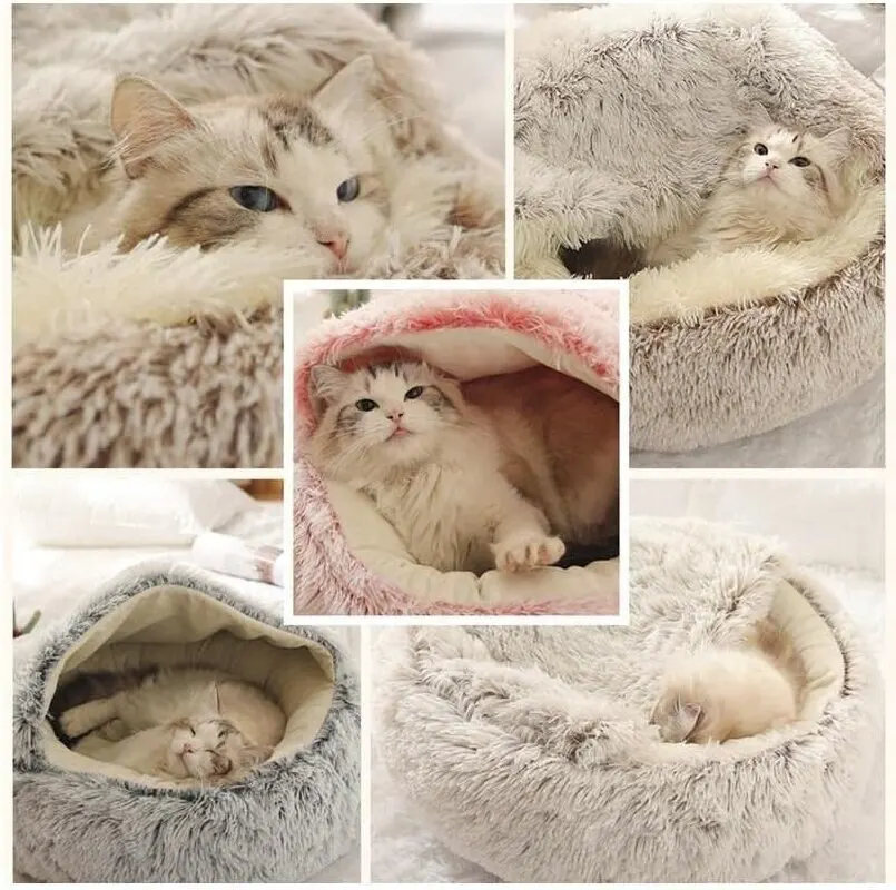 Cama Sofá para Cães e Gatos de Pelúcia Macia Redonda - Image 6