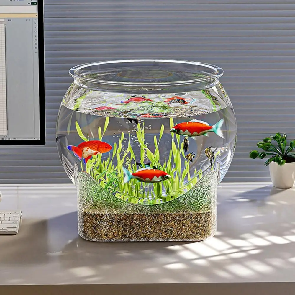 Aquário de Mesa Redondo PET Transparente 16 cm para Peixes Ornamentais - Imagem 3