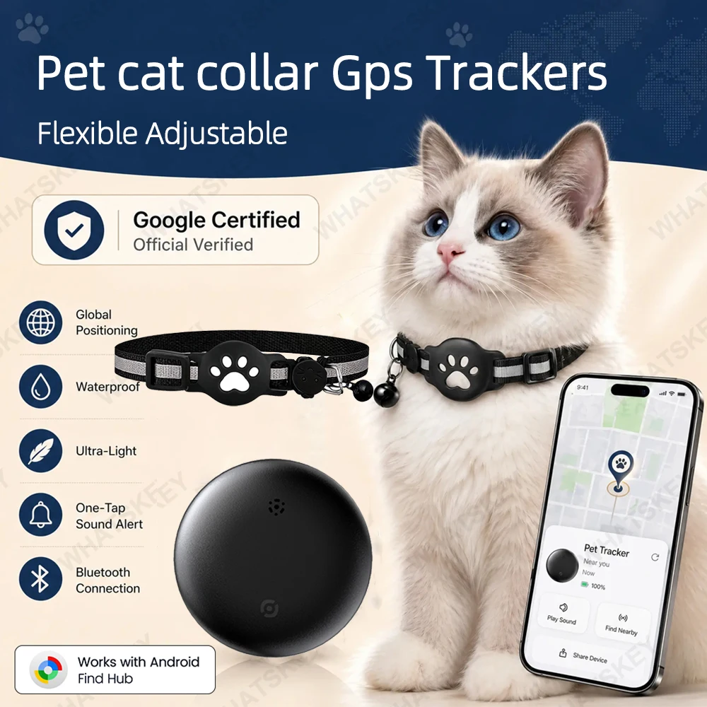 coleira ajustável para gatos com rastreador gps