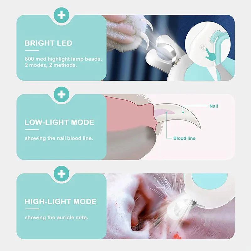 Cortador de Unhas Pet com Luz LED e Trava de Segurança para Cães e Gatos - Imagem 6