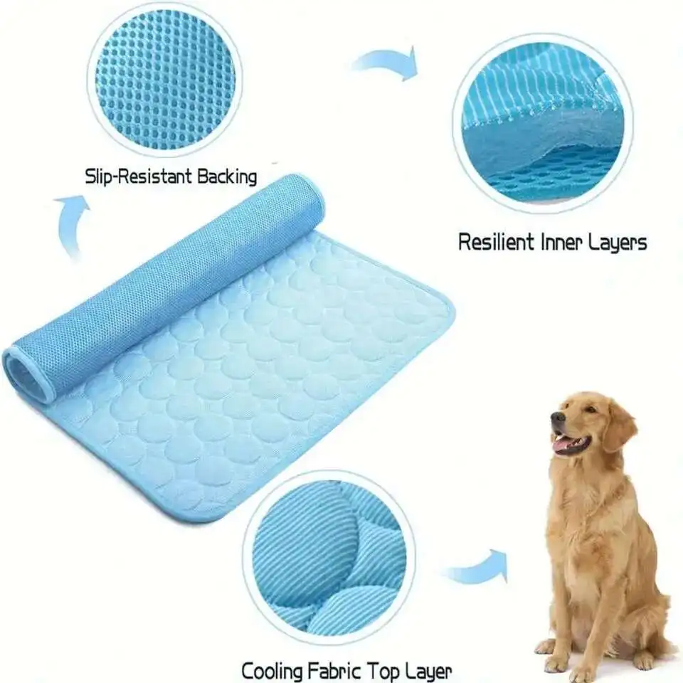 Tapete Gelado para Cães e Gatos de Seda Gelo Lavável - Imagem 3