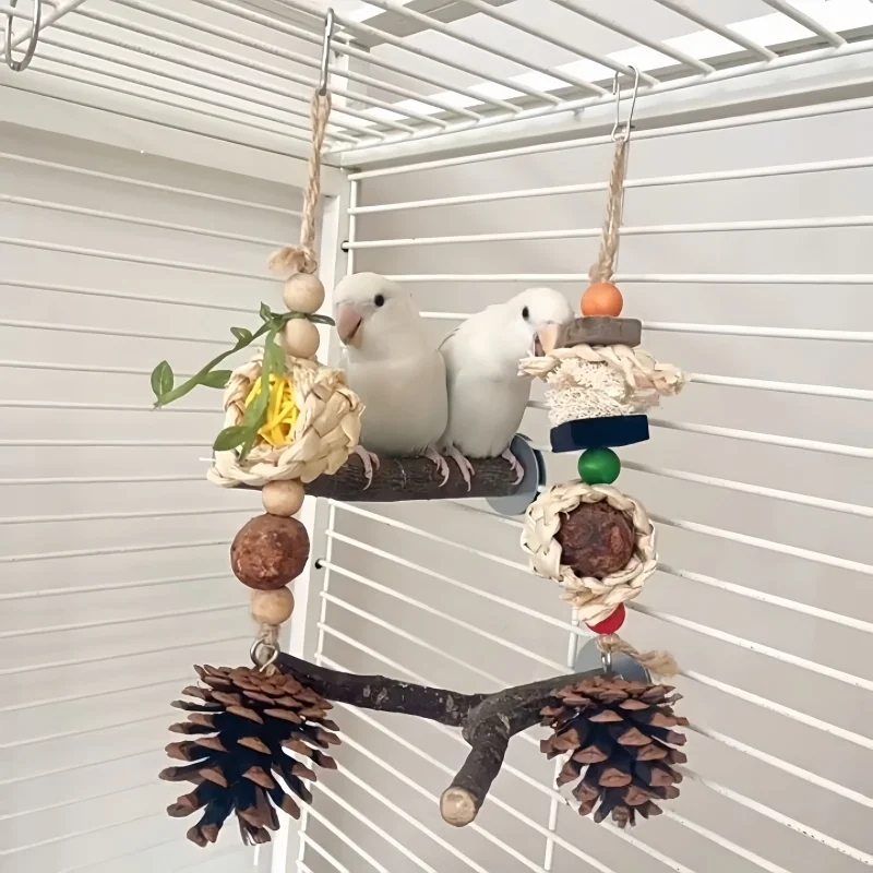 Brinquedo de Mascar para Pássaros de Algodão e Pinha - Imagem 2