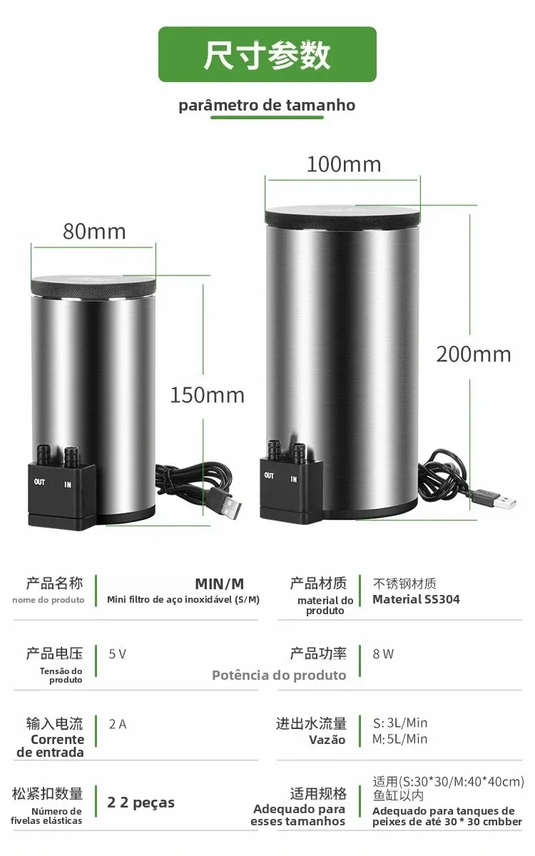 filtro para aquário de mesa usb