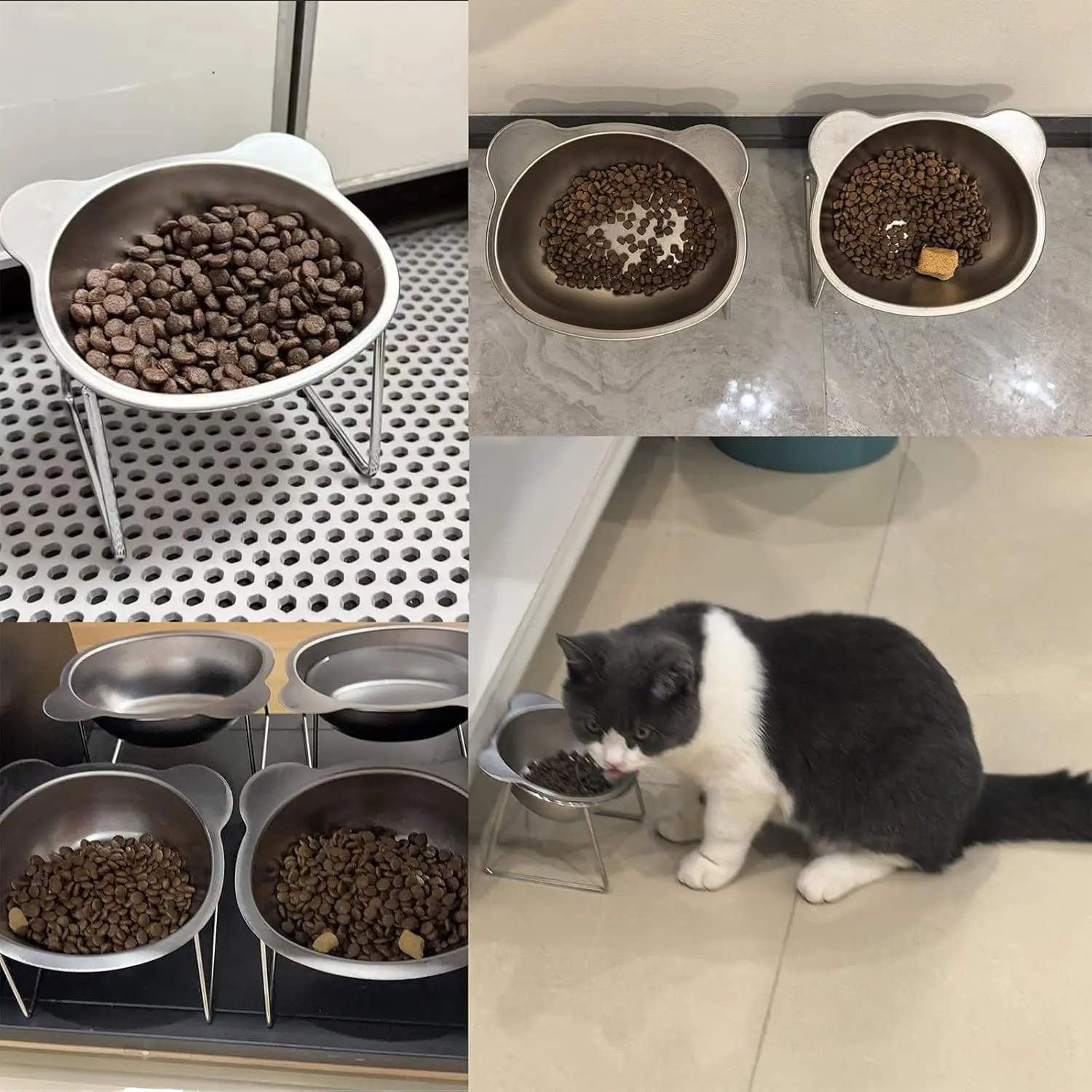 Tigela Elevada para Gatos e Cães Pequenos de Aço Inoxidável - Imagem 5