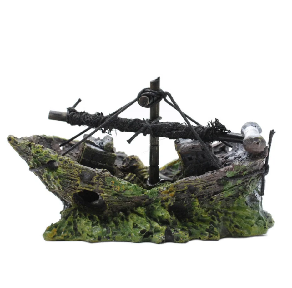 Ornamento Navio Pirata Naufragado para Aquário com Estrutura Oca - Imagem 6