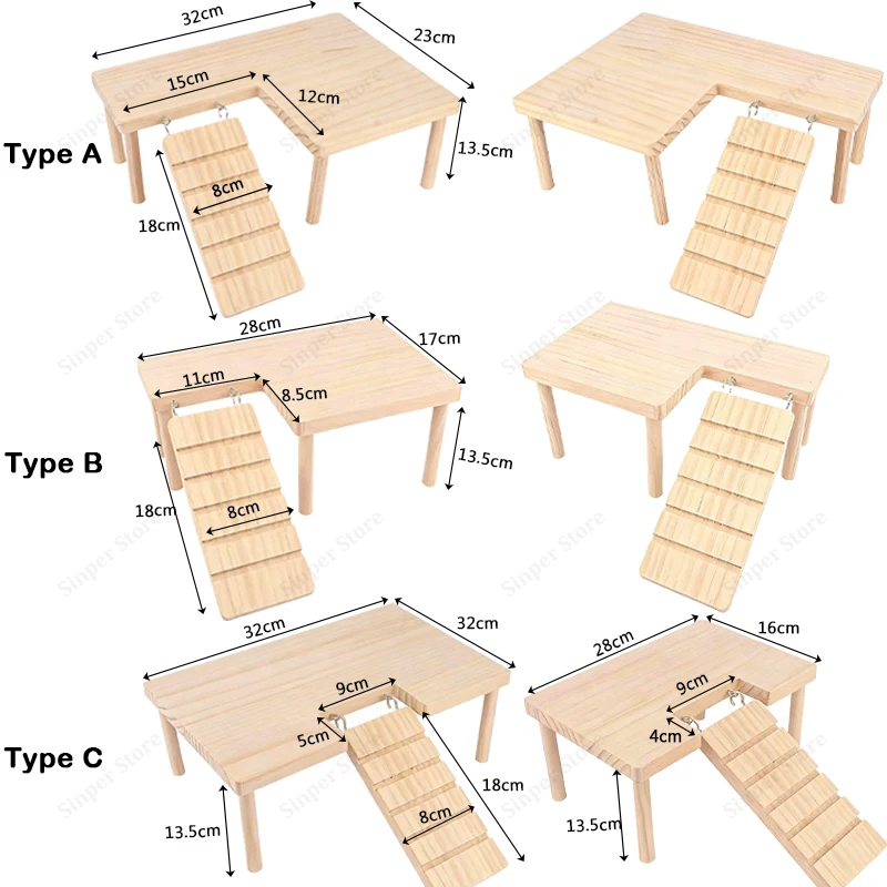 Plataforma de Madeira para Hamster com 2 Níveis e Escadas - Image 2