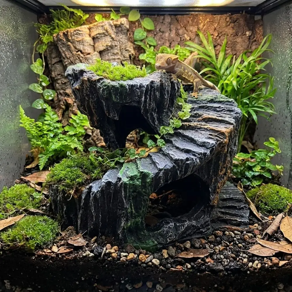 Plataforma para Tartarugas e Répteis de Resina 11,5x14x11 cm com Esconderijo - Imagem 4