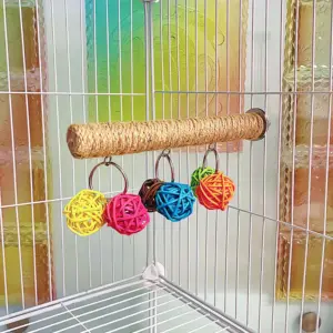 poleiro de juta com bola para pássaros