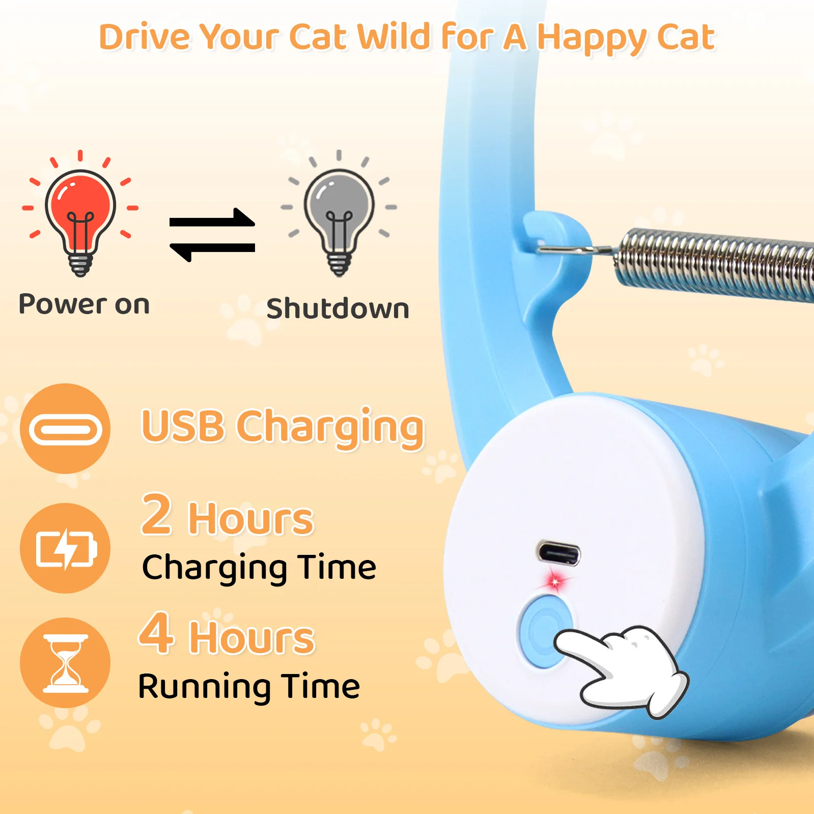 Brinquedo Elétrico para Gatos Recarregável USB com Varinha de Penas - Imagem 3