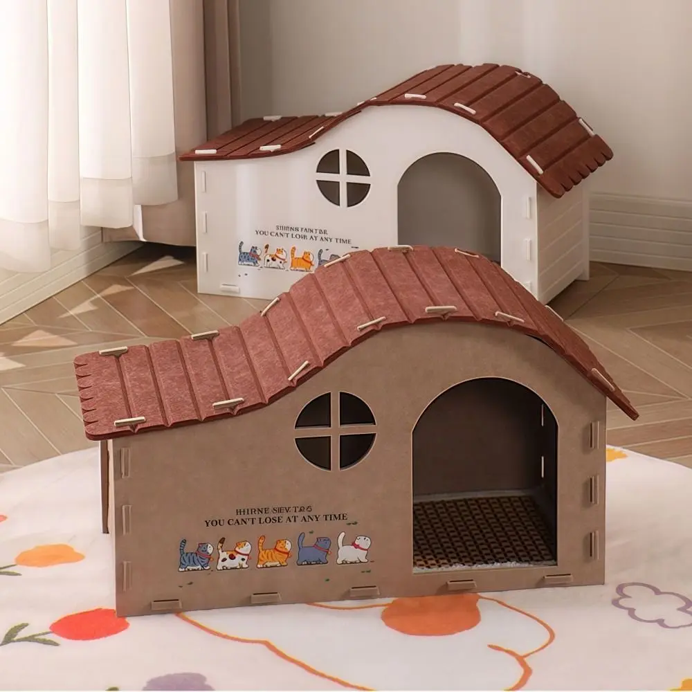 Casa de Gato Dobrável de Feltro 60x30x37 cm para Gatos até 9 kg - Image 3