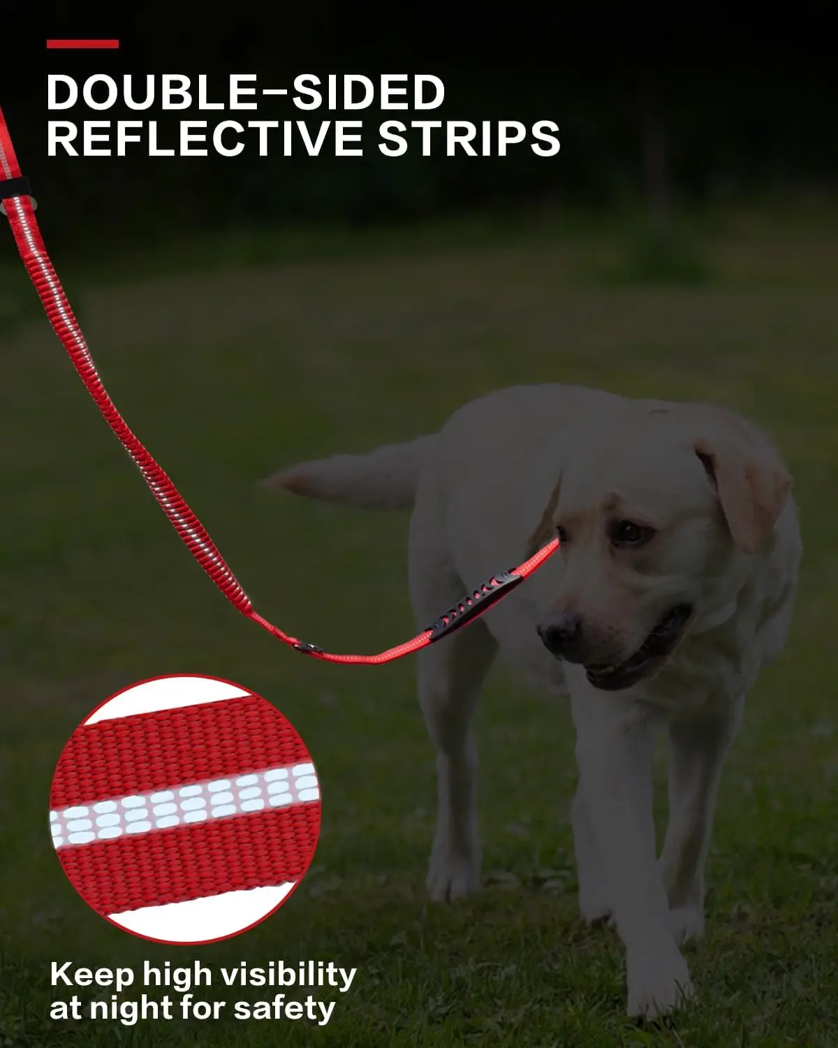 Trela Tática para Cães Elástica com 2 Alças e Clipe de Liberação Rápida - Imagem 4