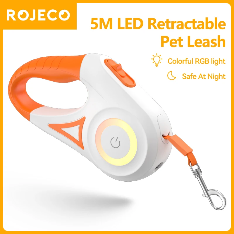 coleira retrátil para cães com led