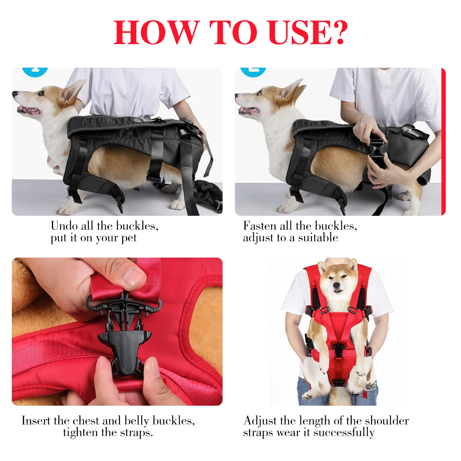 Mochila Transportadora Frontal para Cães Pequenos Ajustável - Imagem 5