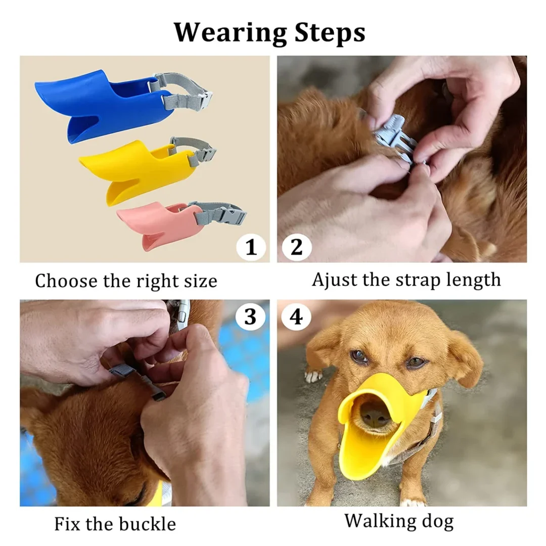 Focinheira de Silicone para Cães Ajustável com Fivela de Liberação Rápida - Imagem 5