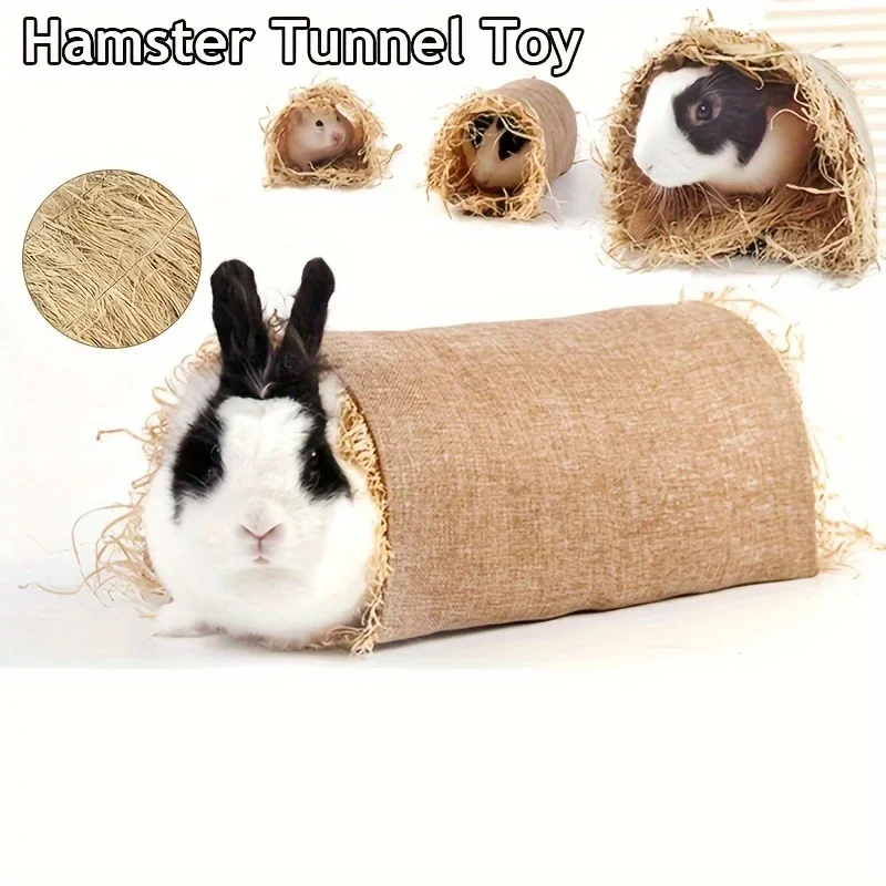 Toca Túnel para Hamster e Porquinho-da-Índia de Linho e Palha - Imagem 2