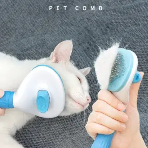 escova para cães e gatos de pelo longo autolimpante
