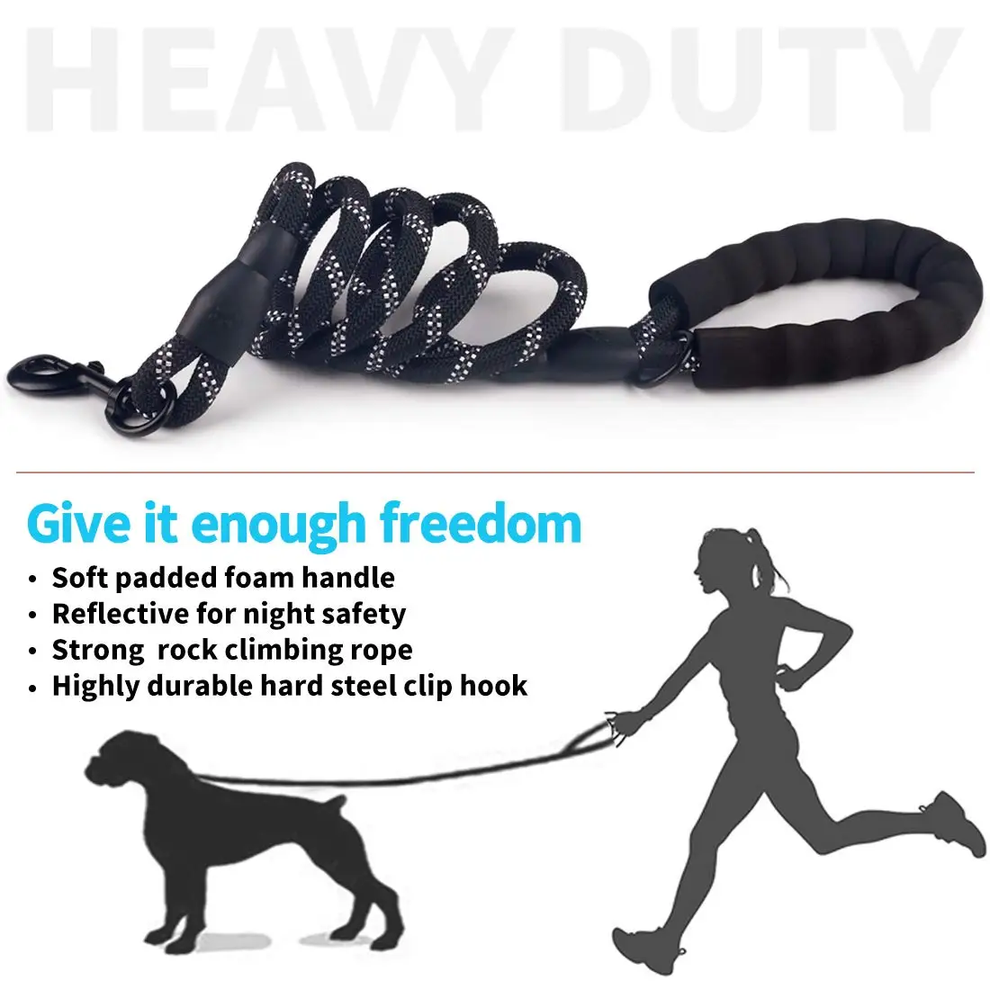 Guia para Cães de Nylon Refletiva 120 cm com Alça Macia para Passeio Noturno - Imagem 6