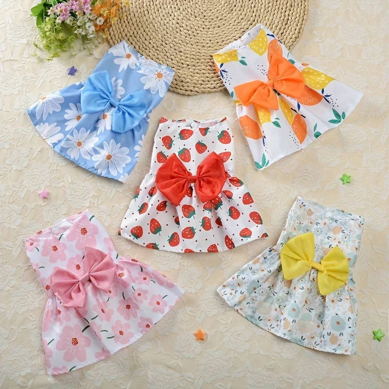 Vestido Floral para Cães e Gatos Pequenos, Macio e Sem Mangas - Imagem 4