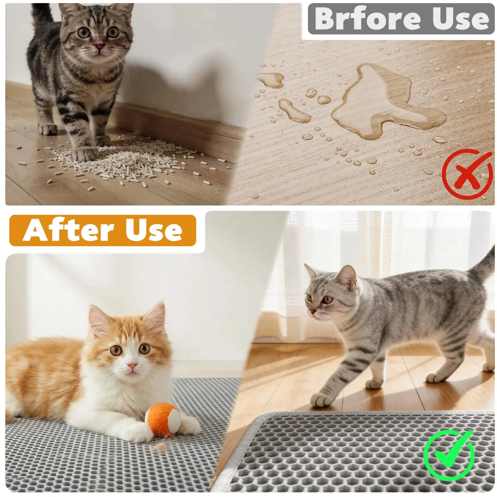 Tapete para Caixa de Areia de Gato Antiderrapante com Dupla Camada - Imagem 5