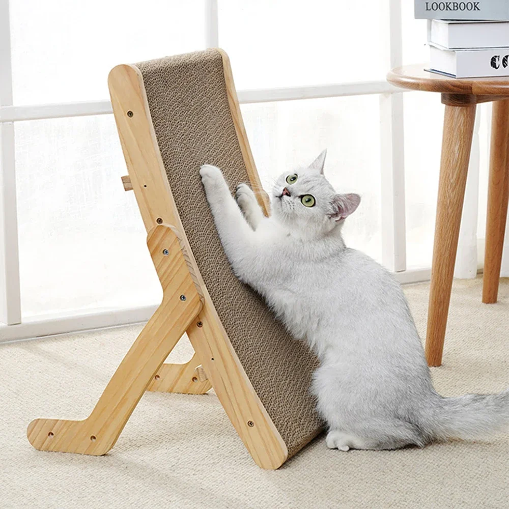 arranhador cama para gatos de papelão e madeira