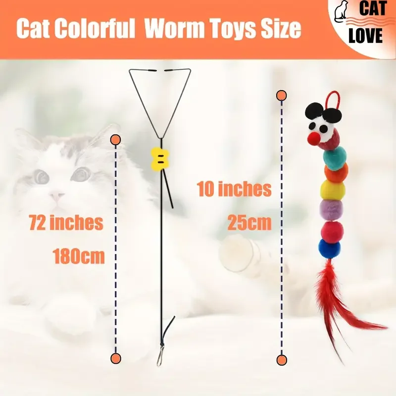 Brinquedo para Gatos Suspenso com Minhocas Coloridas Ajustável - Imagem 3