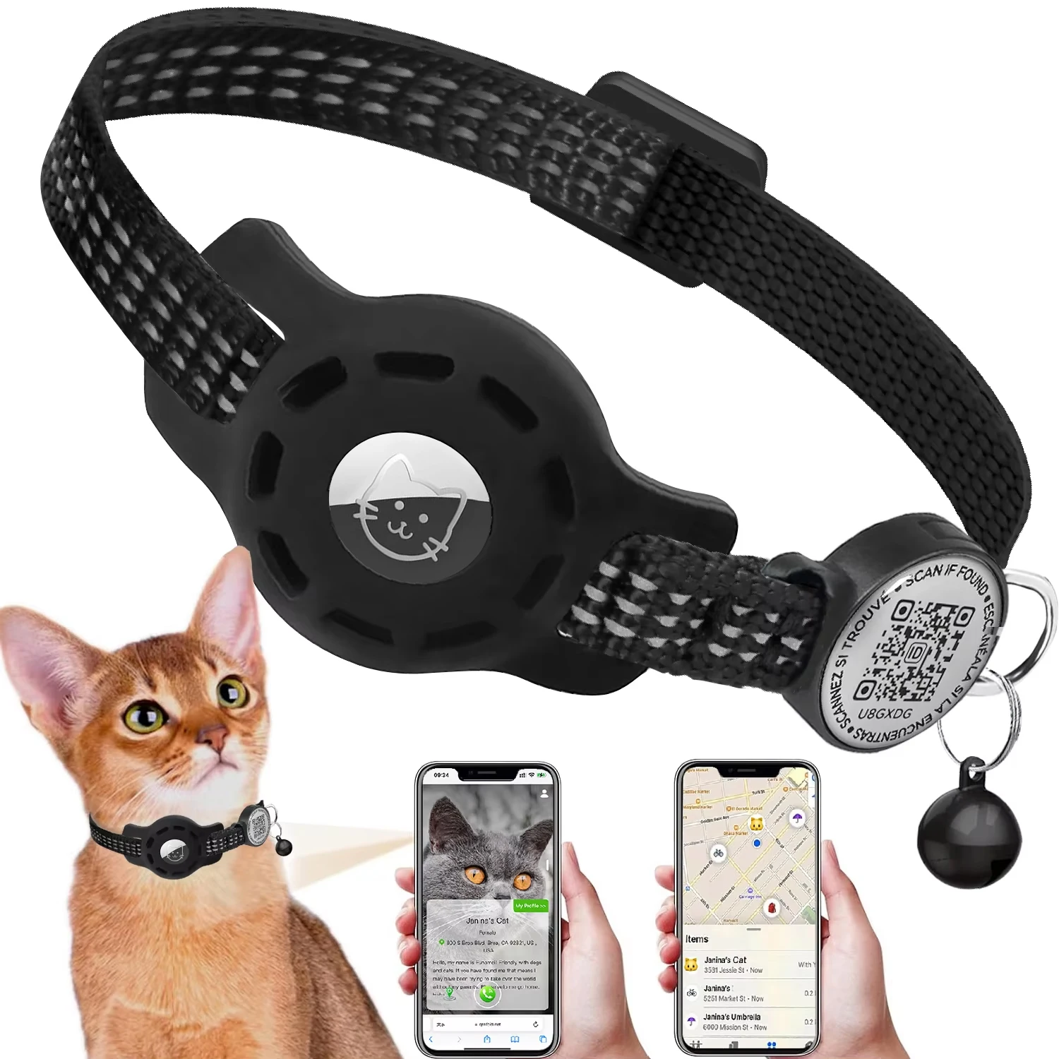 coleira para gatos com suporte airtag