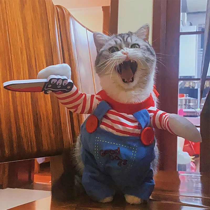 Fantasia de Halloween para Cães e Gatos Pequenos com Faca de Espuma - Imagem 2