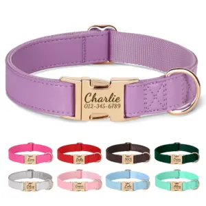 coleira personalizada para cães de couro pu