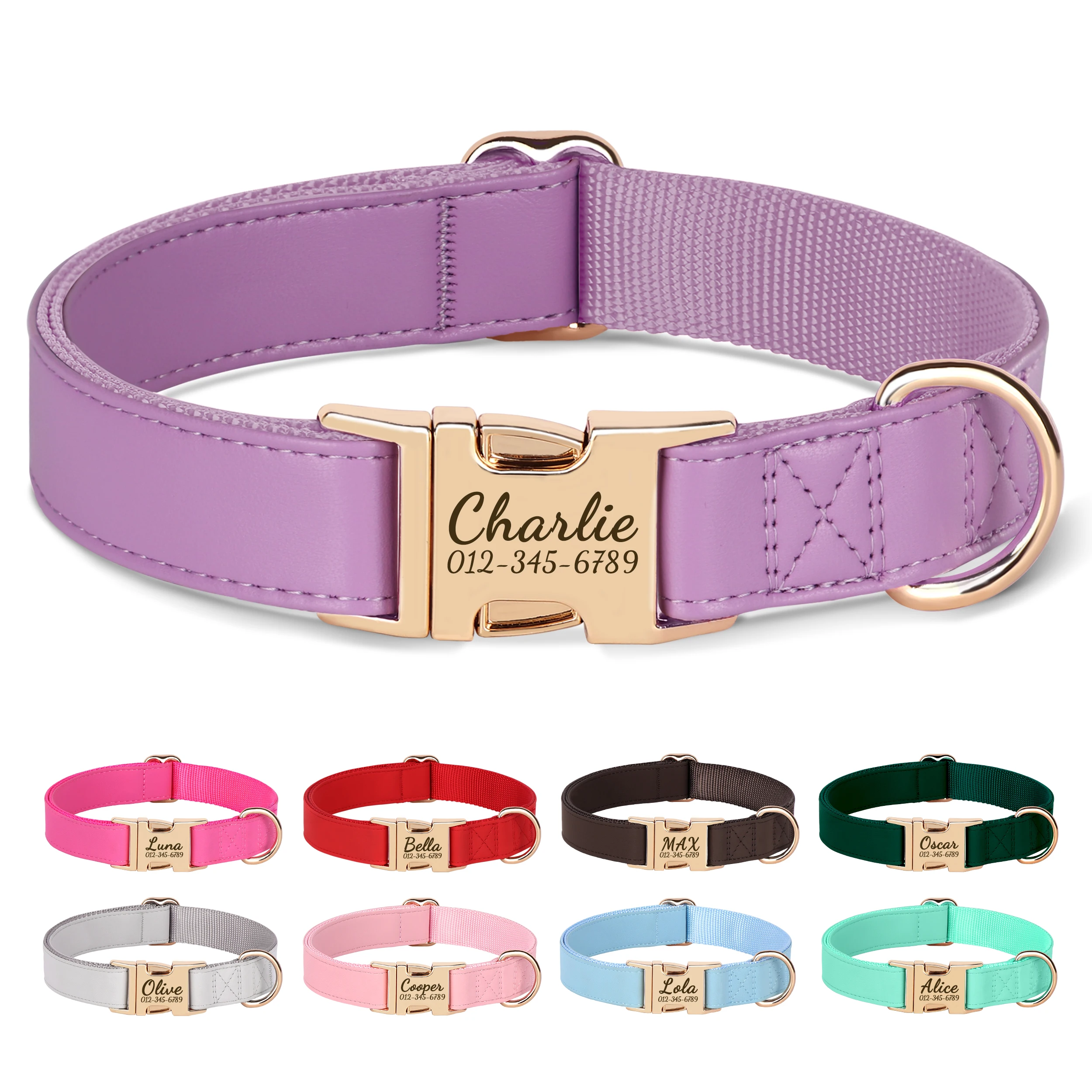 coleira personalizada para cães de couro pu