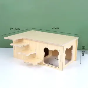 casa de madeira para hamster com plataforma