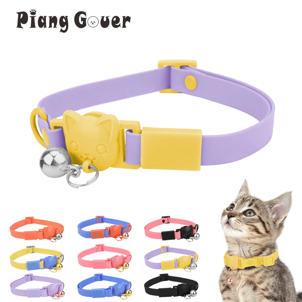Coleira para Gatos de PVC Ajustável com Sino Pequeno e Impermeável - Imagem 2